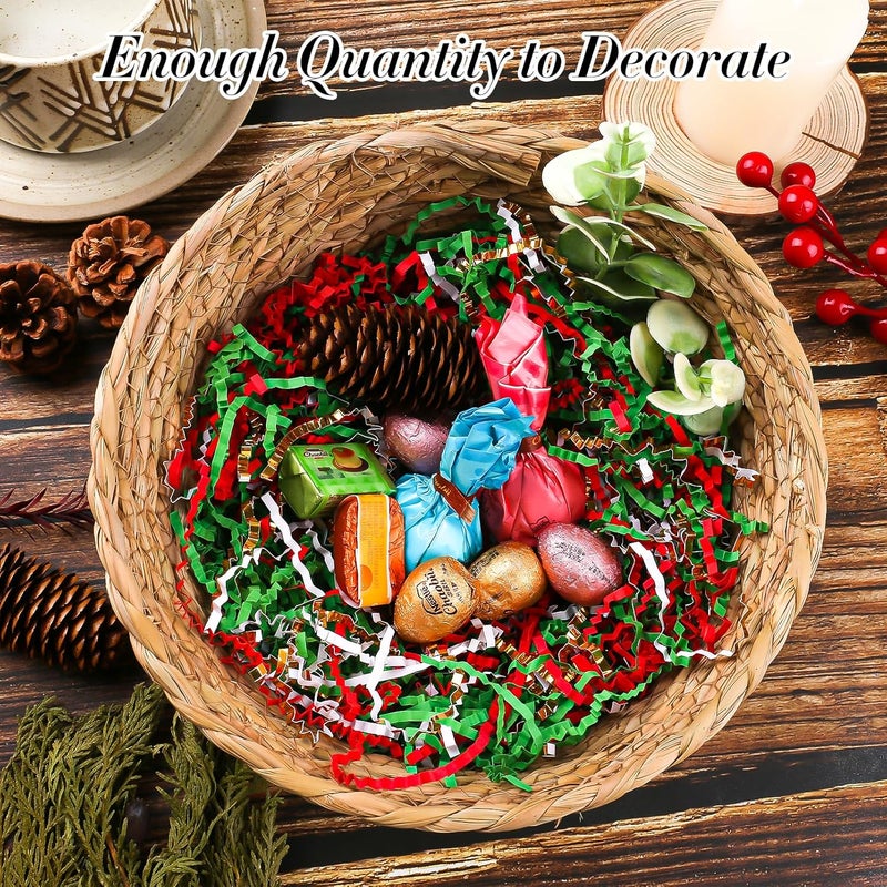 GlyinnHe Christmas Crinkle Cut Paper Shred 300g/10.6oz - Red, Green, Gold Raffia Confetti Filler for Gift Baskets, Boxes, Xmas Party Supply - Image 4